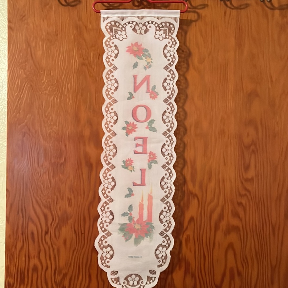 Christmas wall hanging, NOEL, cloth with lace on sides, 2002 - Picture 5 of 5